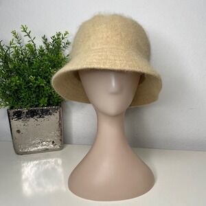 Betmar New York Tan Angora Rabbit Hair Wool Blend Bucket Hat Cottagecore Cozy